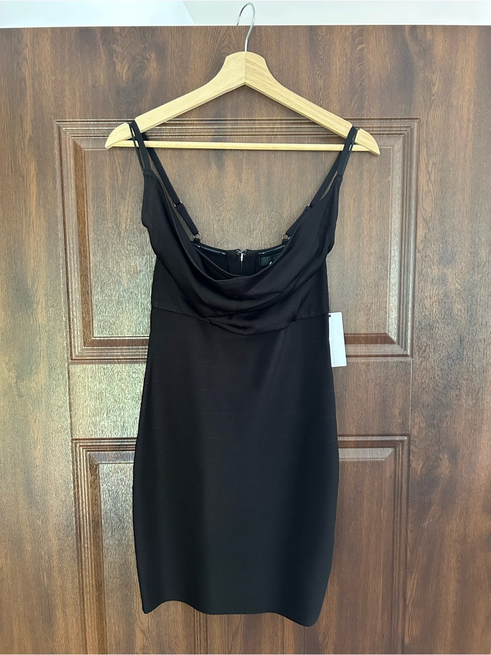 Guess Black Cowl-Neck Mini Dress with Adjustable Straps
